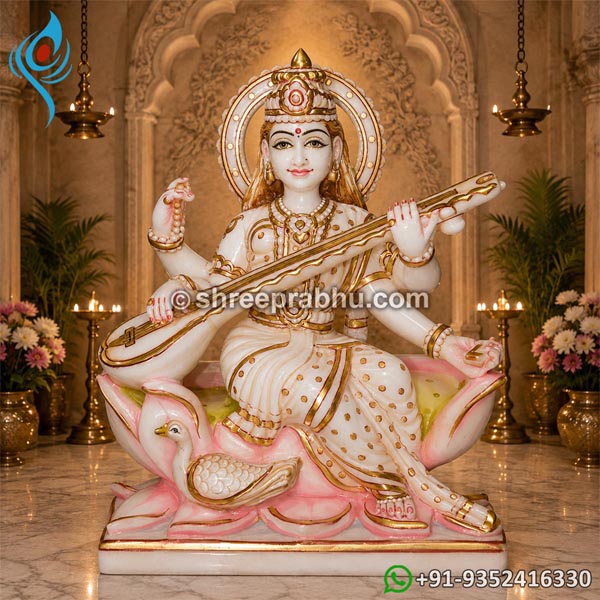 Saraswati mata marble statue