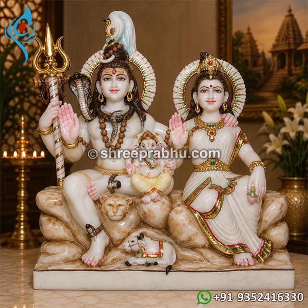 Shiv parvati marble statue