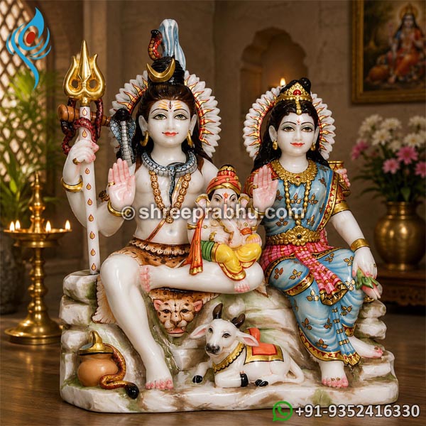 Shiva parvati marble statue