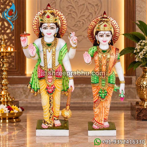 Standing Marble Vishnu Laxmi Statue
