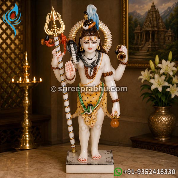 Standing marble shiva murti