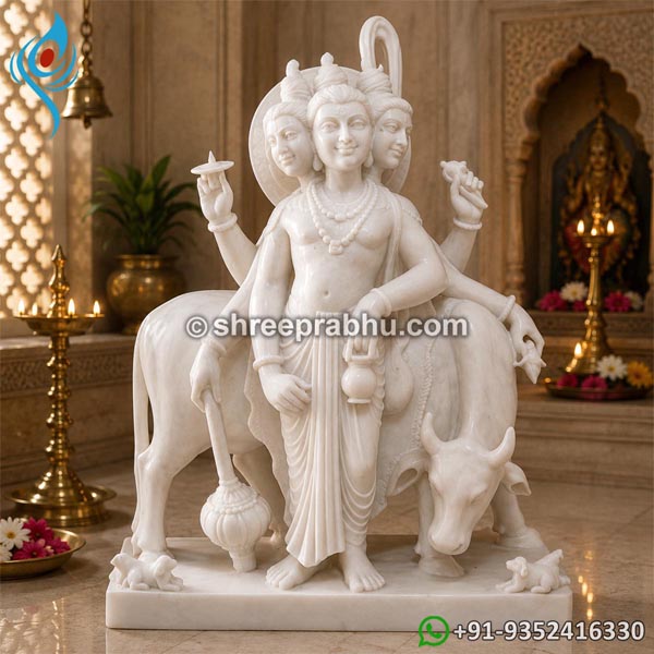 White Marble Dattatreya Statue for Temple