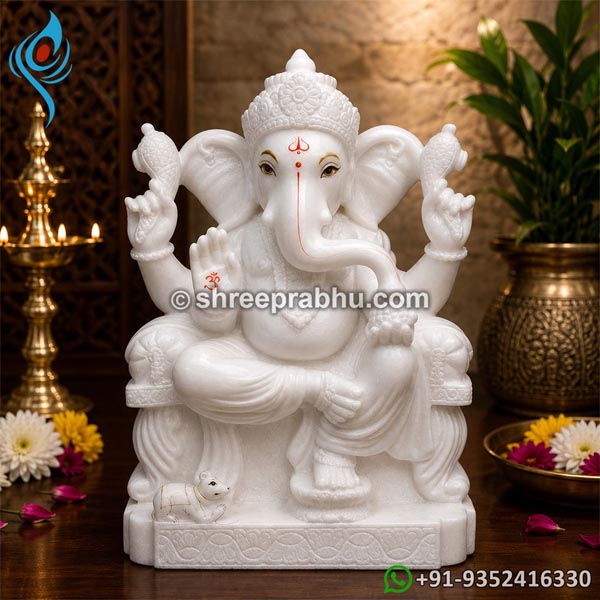 White marble Ganesh murti