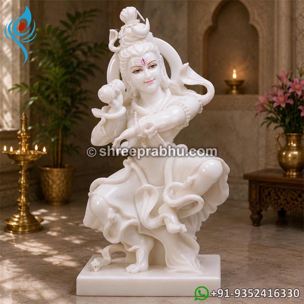 White marble lord shiva statue In dancing position