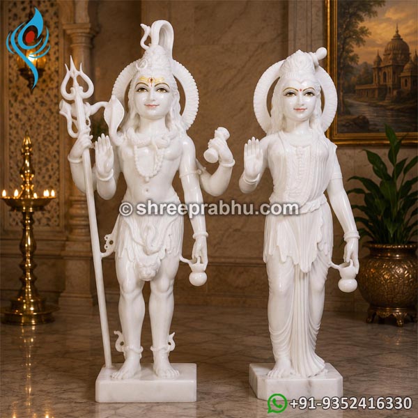 White marble shiva parvati statue