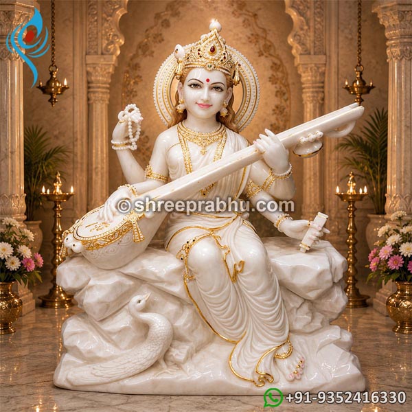 White saraswati idol