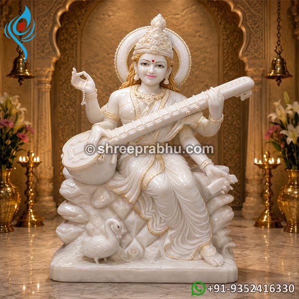 White saraswati statue