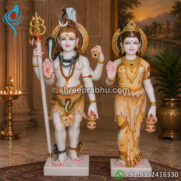 marble Standing shiv parvati murti