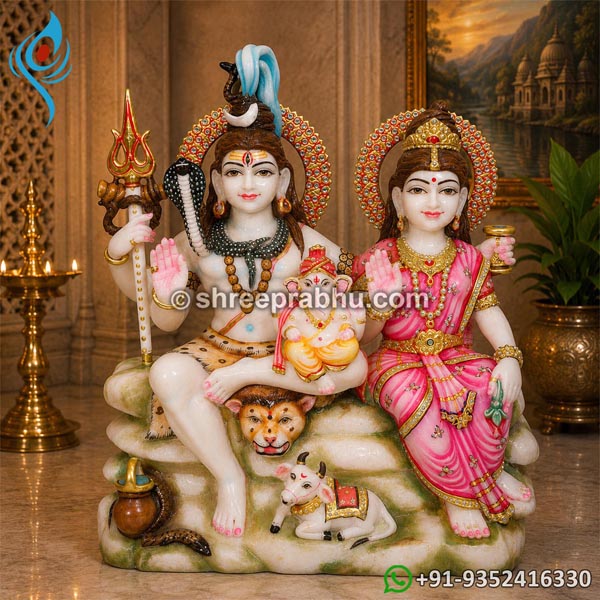 marble shiva family idol