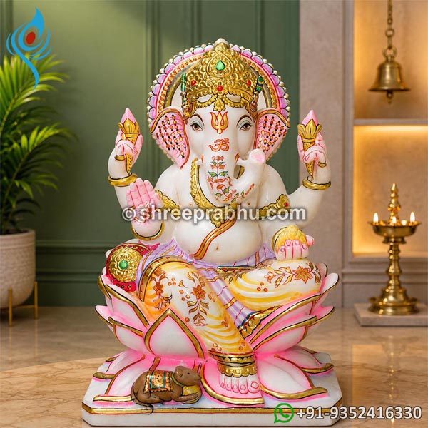 white marble colour ganesh murti