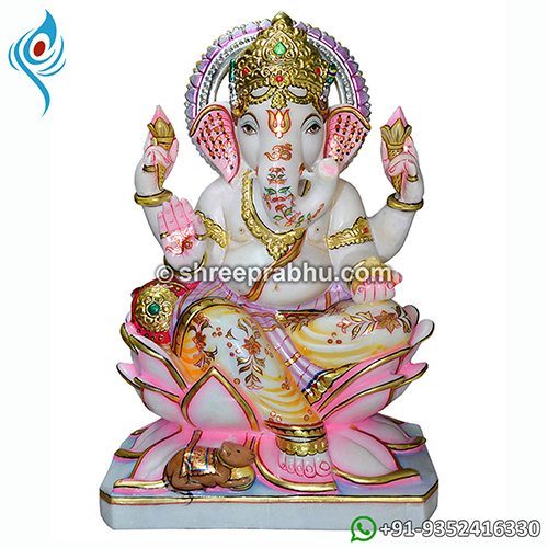 white marble colour ganesh murti