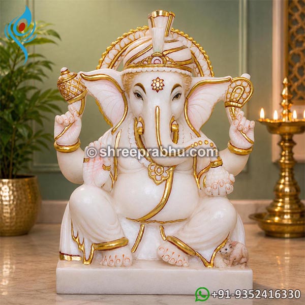 white marble ganesh statue