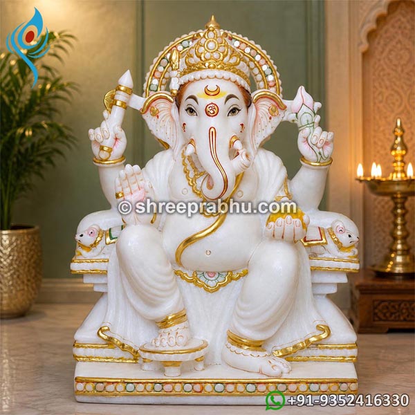 white marble ganpati murti