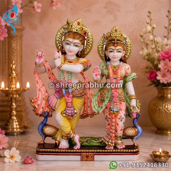 white marble radha krishna murti