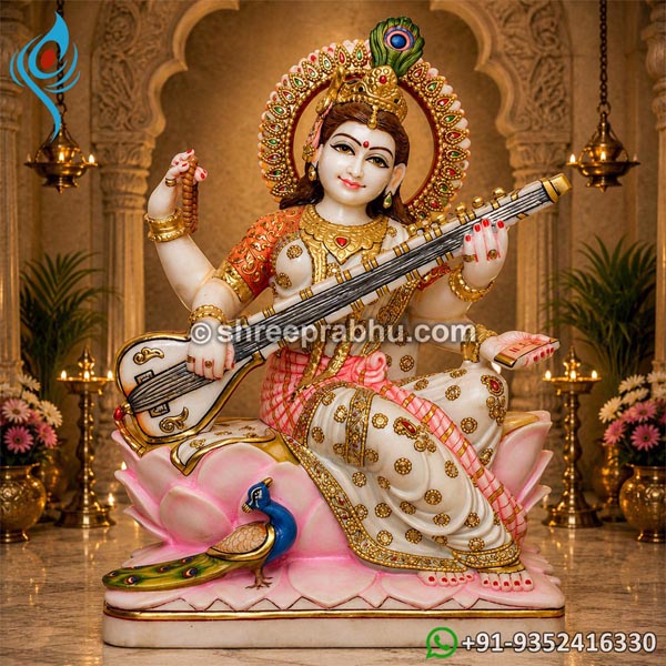 white saraswati murti